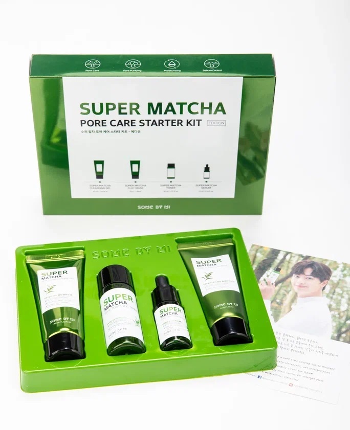 SOME BY MI SUPER MATCHA PORE CARE STARTER KIT Набор: гель, маска, тонер, сыворотка