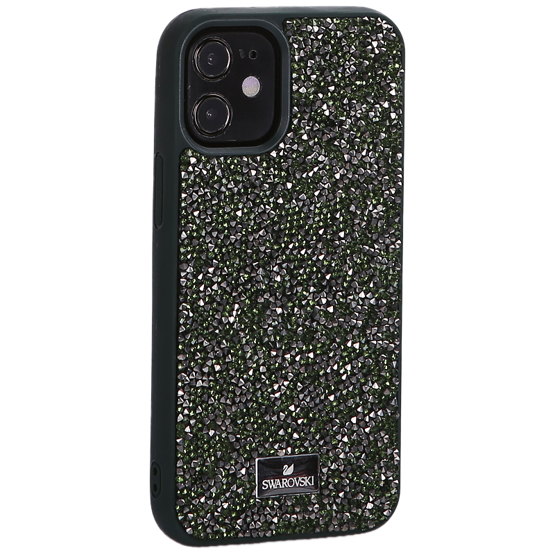 Чехол-накладка силиконовая со стразами SWAROVSKI Crystalline для iPhone 12 mini (5.4") Темно-зеленый