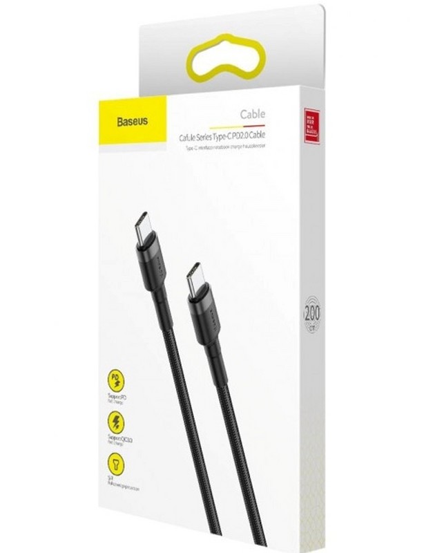 Дата-кабель Baseus Cafule cable PD3.0 Type-C to Type-C 60W (20V-3A ) (CATKLF-HG1) 2.0 м Черный