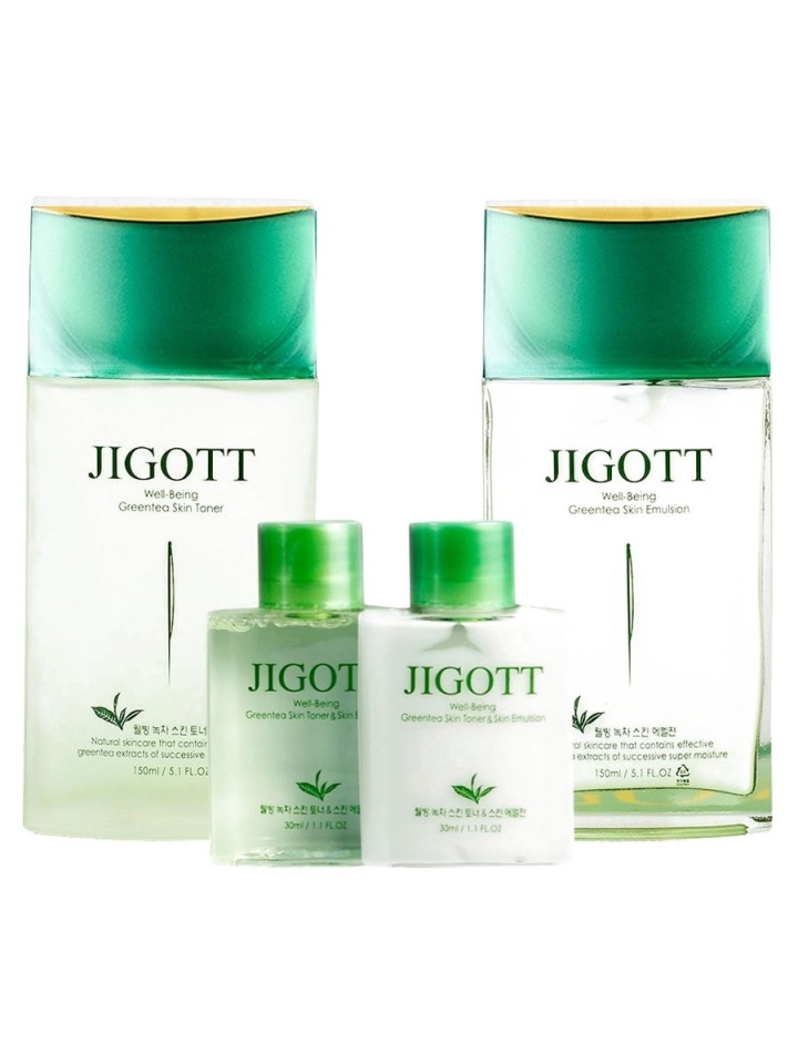 JIGOTT WELL-BEING GREEN TEA HOMME SKIN CARE 2SET Набор: Мужской лосьон для лица с экстрактом зелёного чая, Мужской тонер для лица с экстрактом зелёного