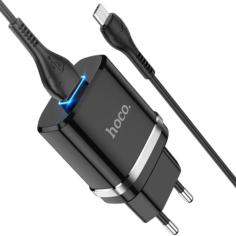 Адаптер питания Hoco N1 Ardent single port charger с кабелем MicroUSB (USB: 5V max 2.4A) Черный