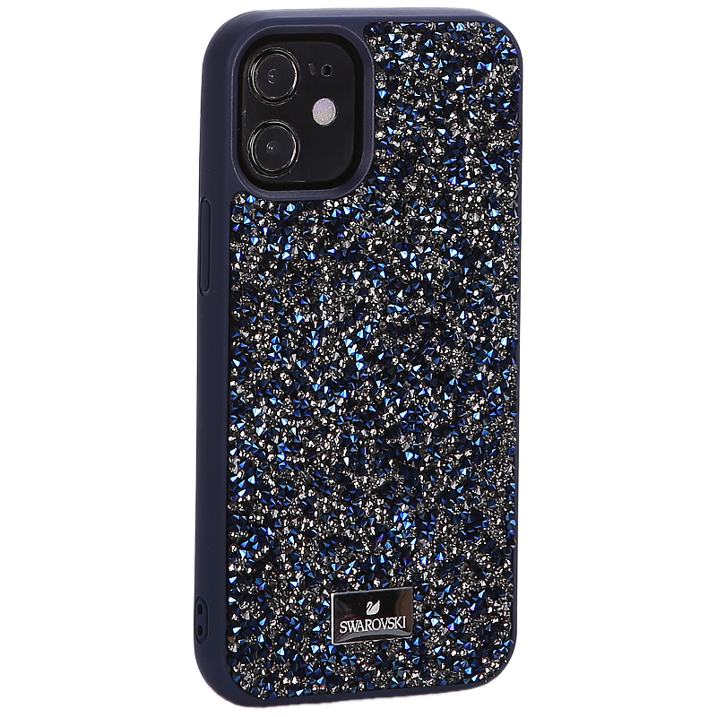 Чехол-накладка силиконовая со стразами SWAROVSKI Crystalline для iPhone 12 mini (5.4") Темно-синий №3