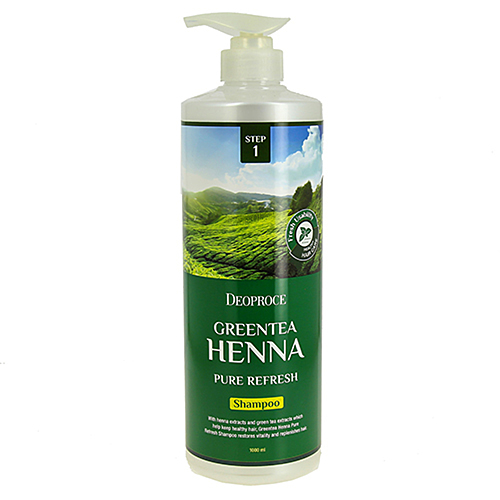 Deoproce Шампунь для волос с зеленым чаем и хной - Green tea henna pure refresh shampoo, 1000мл