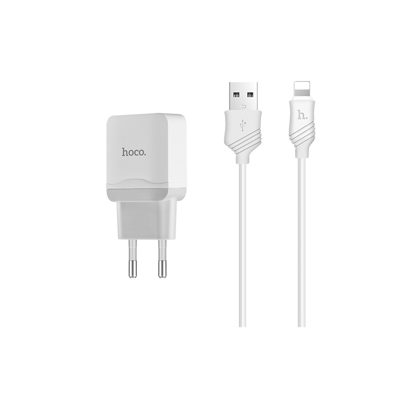 Адаптер питания Hoco C22A Little superior charger с кабелем Lightning (USB: 5V max 1A) Белый