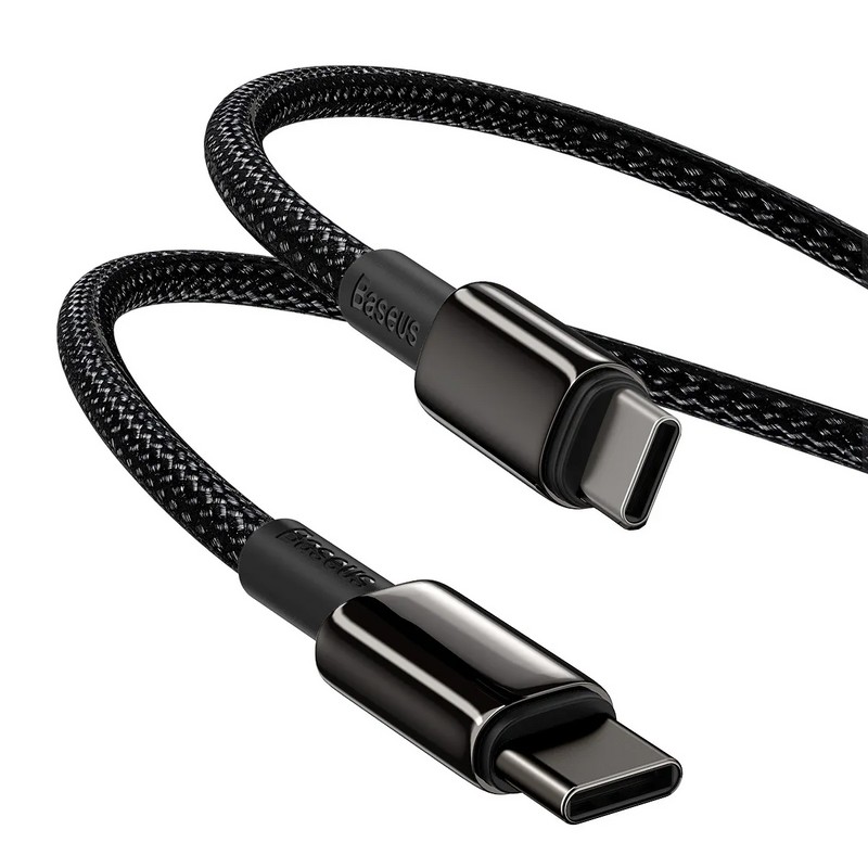 USB дата-кабель Baseus Tungsten Gold Fast Charging cable Type-C to Type-C 100W (20V-5A ) (CATWJ-A01) 2м Черный