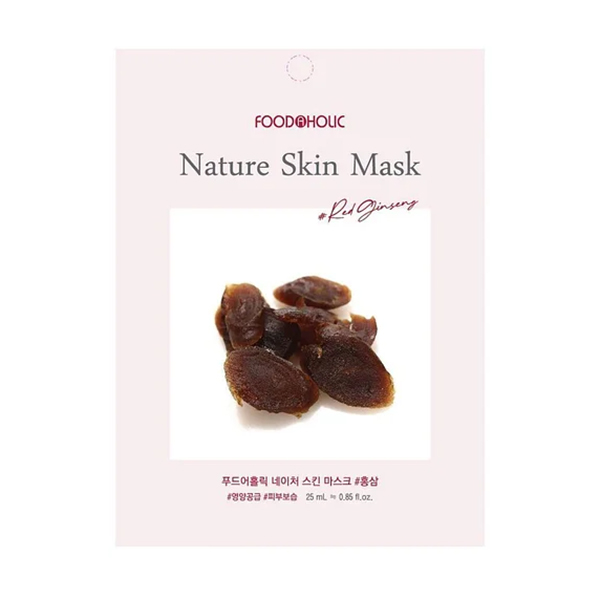 FOODAHOLIC NATURE SKIN MASK #RED GINSENG Тканевая маска для лица с экстрактом красного женьшеня