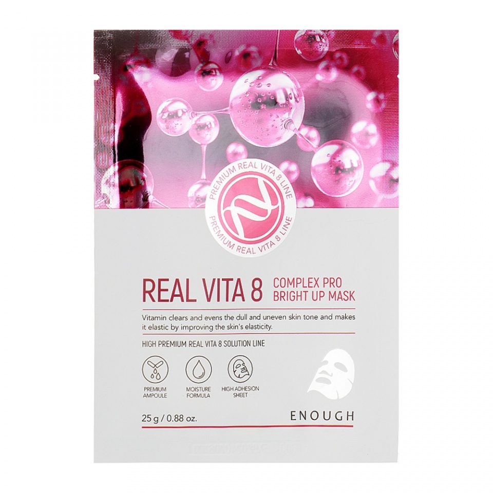 ENOUGH Тканевая маска для лица с витаминами Real Vita 8 Complex Pro Bright Up Mask