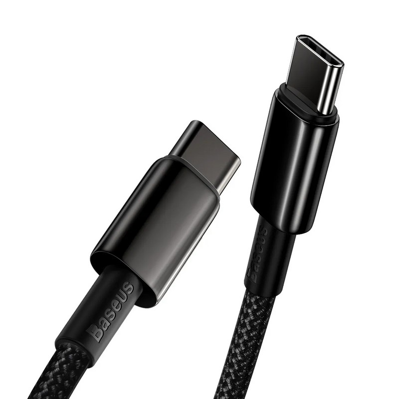 USB дата-кабель Baseus Tungsten Gold Fast Charging cable Type-C to Type-C 100W (20V-5A ) (CATWJ-01) 1м Черный