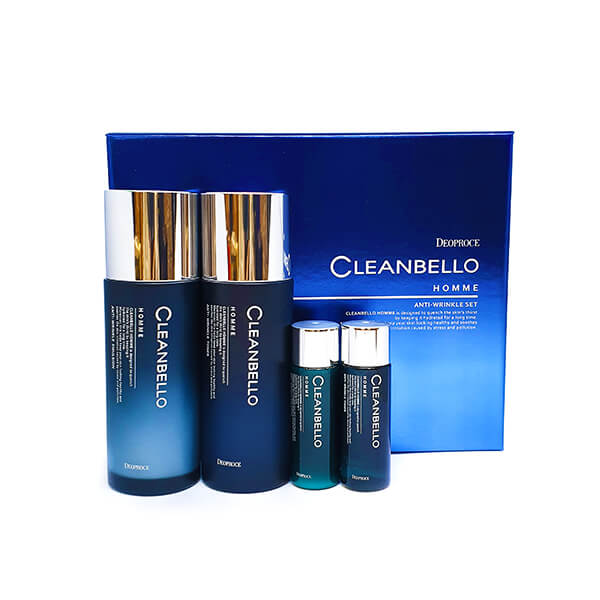 DEOPROCE CLEANBELLO HOMME ANTI-WRINKLE SET Набор: Мужская антивозрастная эмульсия для лица, Мужской антивозрастной тонер для лица