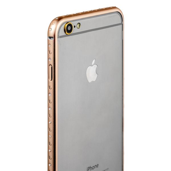 Бампер металлический iBacks Aircraft Grade Aluminum Bumper with Diamond для iPhone 6s Plus (5.5) (ip60224) Champagne gold