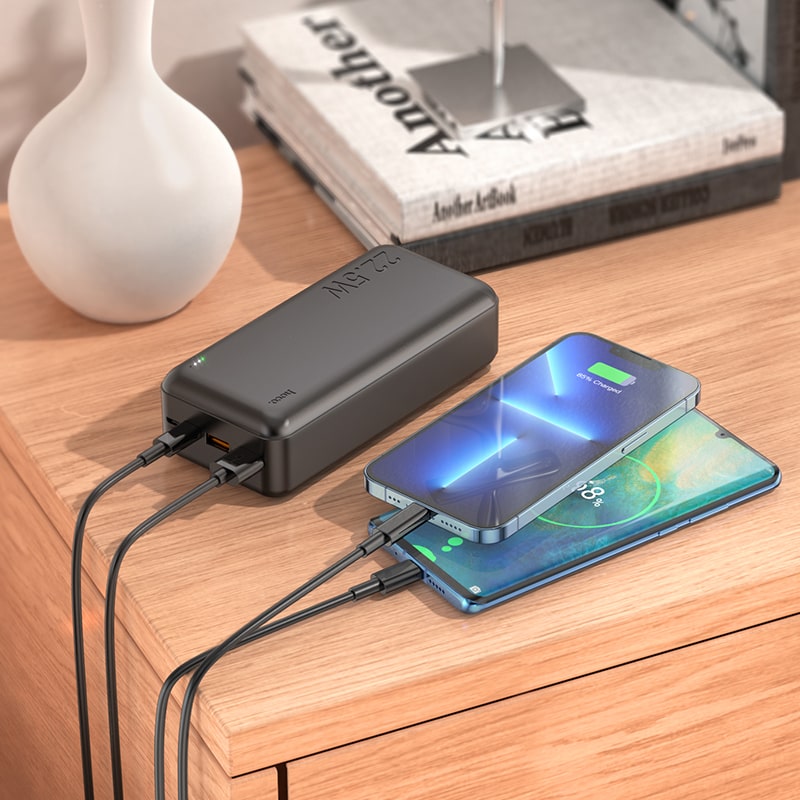 Аккумулятор внешний универсальный Hoco J101B 30000 mAh Astute PD22.5W+QC3.0 power bank (2USB:5V-4.5A/ Type-C: 5V-2.4A) Черный