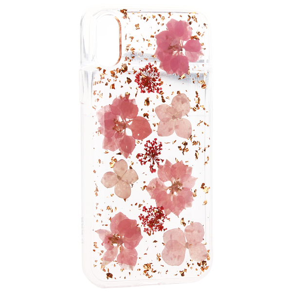 Чехол-накладка силиконовая K-Doo Flowers TPU+Dried Flowers+Lucite для Iphone XR (6.1") Розовая