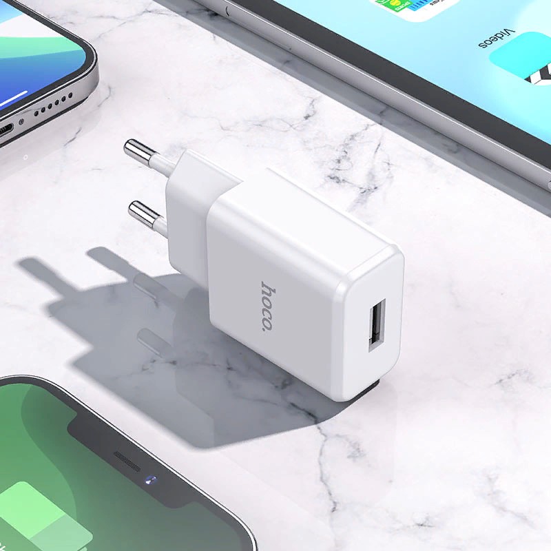 Адаптер питания Hoco N9 Especial single port charger Apple&Android (USB: 5V max 2.1A) Белый