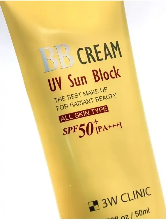 3W CLINIC UV Sun Block BB Cream SPF50+/PA+++ Солнцезащитный ВВ крем