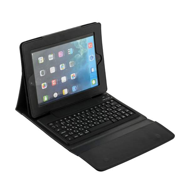 Чехол&клавиатура LAB для iPad 4/ 3/ 2 Bluetooth Keyboard Leather Case (РУС-ENG) с рифленой поверхностью Черный