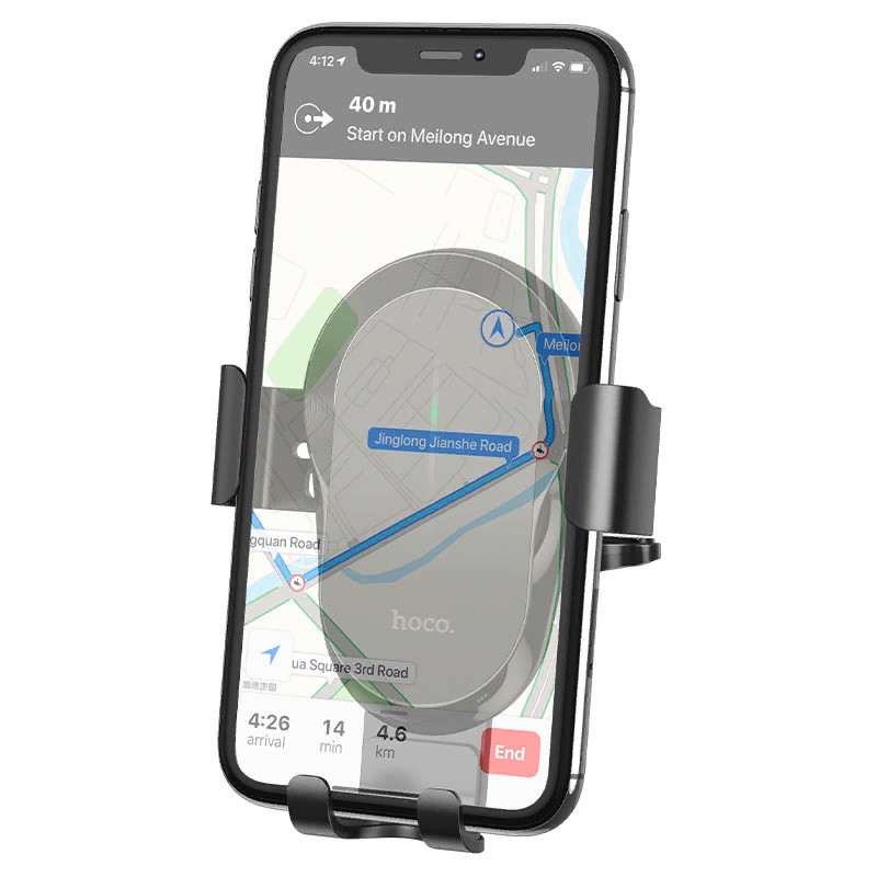 Автомобильное беспроводное Qi зарядное устройство Hoco CA105 Guide three-axis linkage wireless charging car holder универсальный в решетку черный