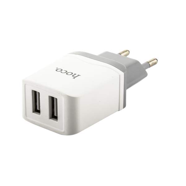 Адаптер питания Hoco C33A Little superior double port charger с кабелем Lightning (2USB: 5V max 2.4A) Белый