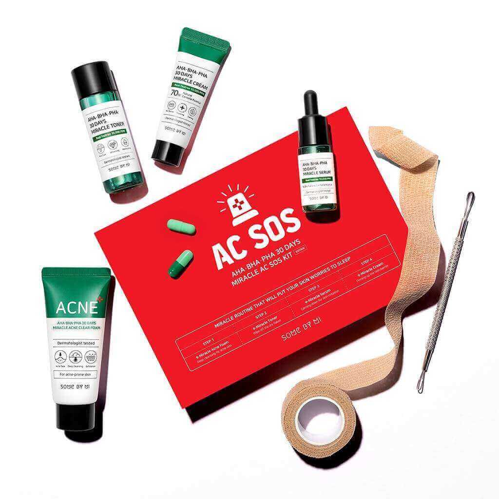 SOME BY MI AHA·BHA·PHA 30 DAYS MIRACLE AC SOS KIT Набор: тонер, сыворотка, крем для лица, пенка