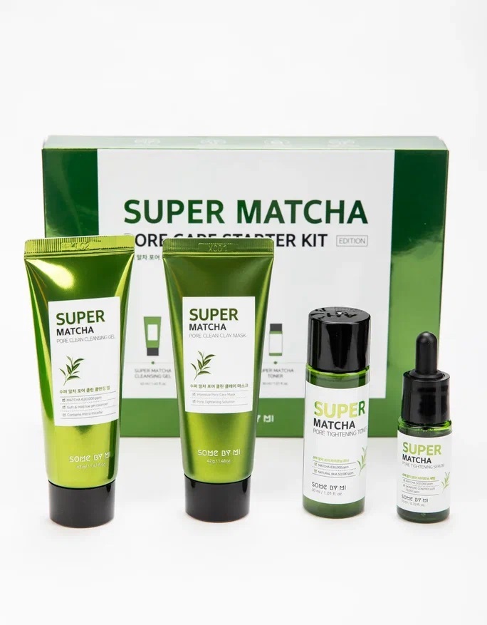 SOME BY MI SUPER MATCHA PORE CARE STARTER KIT Набор: гель, маска, тонер, сыворотка