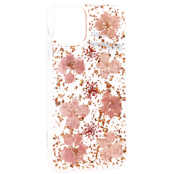 Чехол-накладка силиконовая KZDOO Flowers TPU+Dried Flowers+Lucite для Iphone 11 Pro Max (6.5") Розовая