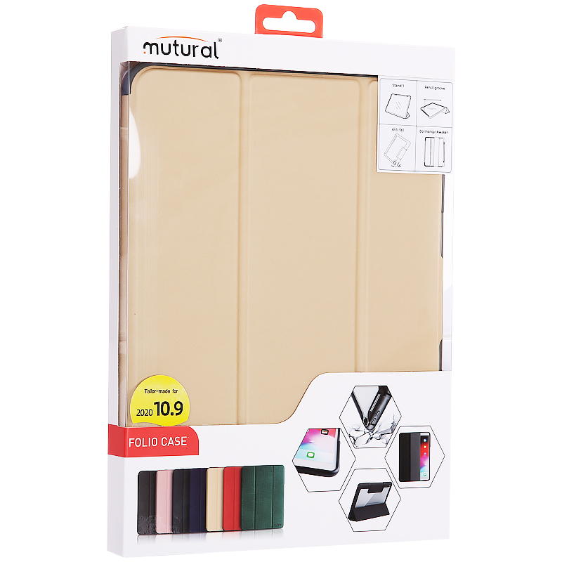 Чехол-подставка Mutural Folio Case Elegant series для iPad Air (10.9") 2020г. кожаный (MT-P-010504) Золотой