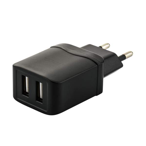 Адаптер питания Hoco C33A Little superior double port charger с кабелем Lightning (2USB: 5V max 2.4A) Черный