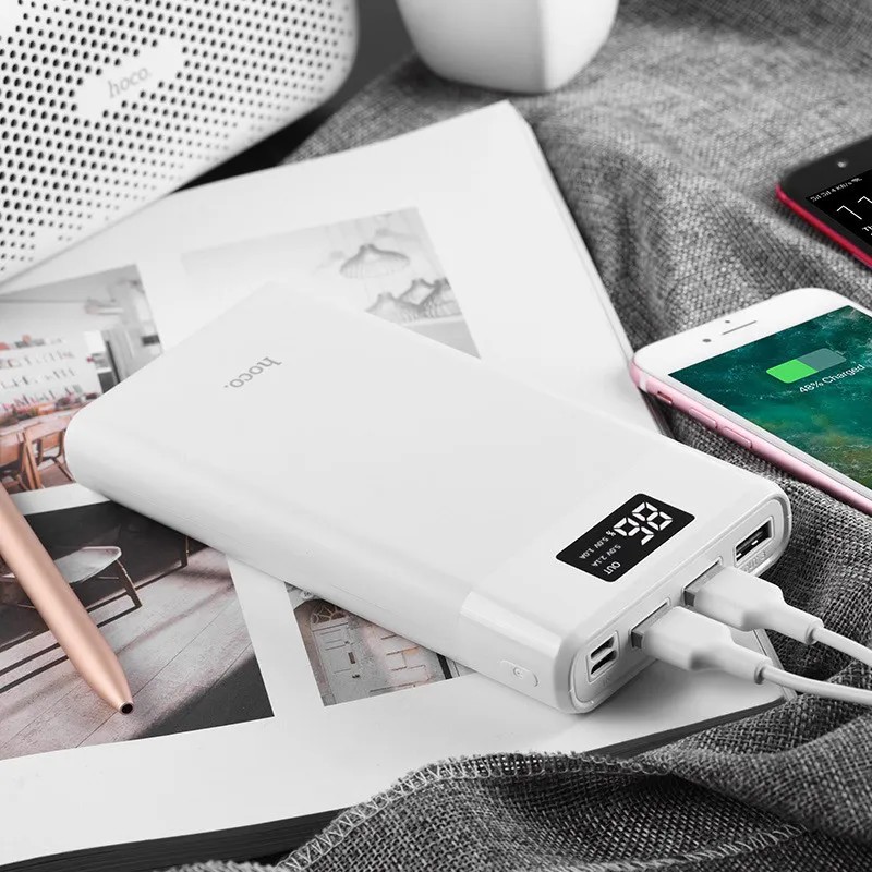 Аккумулятор внешний универсальный Hoco B35E-30000 mAh Entourage mobile Power bank (2USB: 5V-2.0A) White Белый