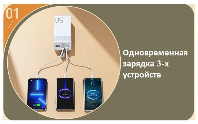 Аккумулятор внешний универсальный Remax RPP-321 50000 mAh Chinen series Super Fast Charg 22.5W/PD20W/QC3.0 power bank (2USB:5V-3.0A Max) Белый