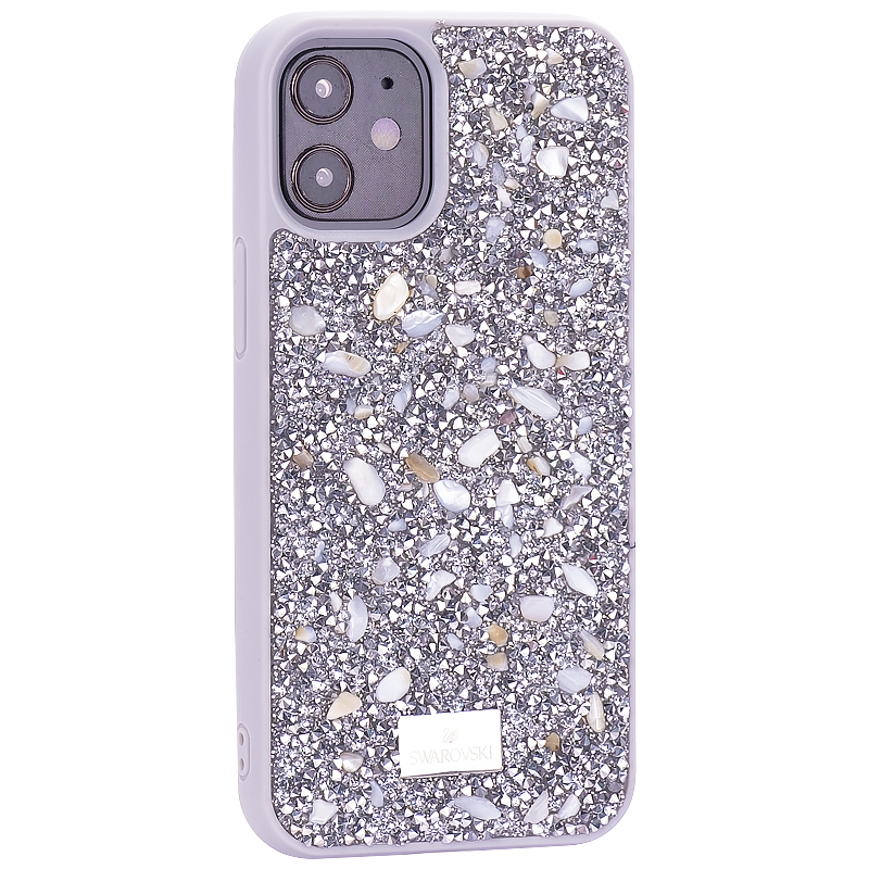 Чехол-накладка силиконовая со стразами SWAROVSKI Crystalline для iPhone 12 mini (5.4") Светло-серый №2