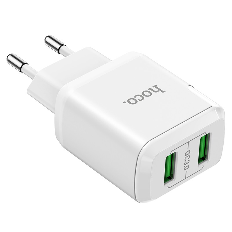 Адаптер питания Hoco N6 Charmer dual port QC3.0 charger (2USB: 5V max 3.0A) 18W Белый