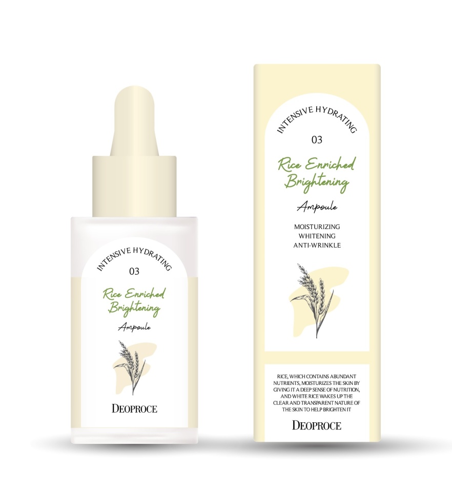 DEOPROCE RICE ENRICHED BRIGHTENING AMPOULE Осветляющая сыворотка для лица с экстрактами злаковых культур