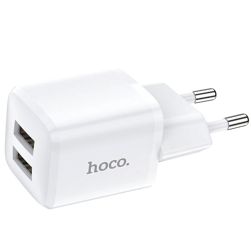 Адаптер питания Hoco N8 Briar dual port charger Apple&Android (2USB: 5V max 2.4A) Белый