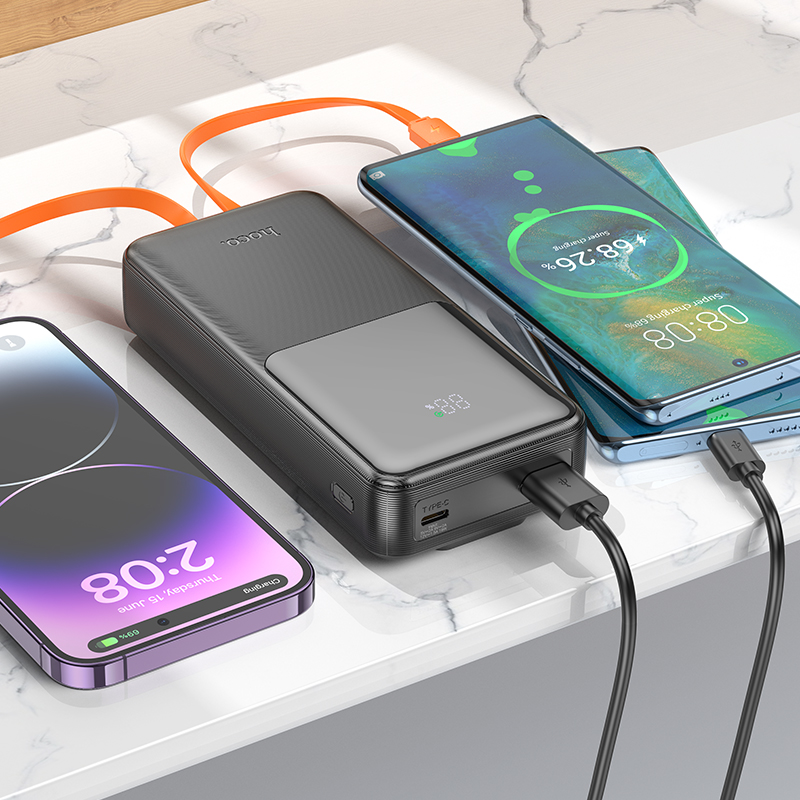 Аккумулятор внешний универсальный Hoco J119A 20000 mAh Sharp charger PD22.5W+QC3.0 power bank (USB:5V-3A/ Type-C: 5V-3A) Черный