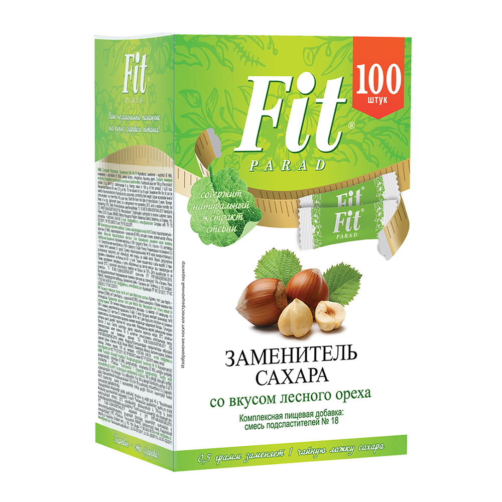 Заменитель сахара со вкусом лесного ореха, стики Fit Parad 50 г 100 шт