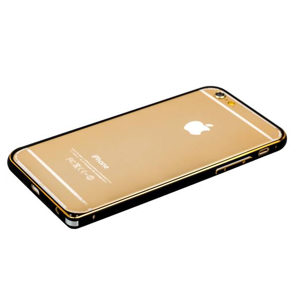 Бампер Fashion Case для iPhone 6s/ 6 (4.7) металлический черный с золотой полоской