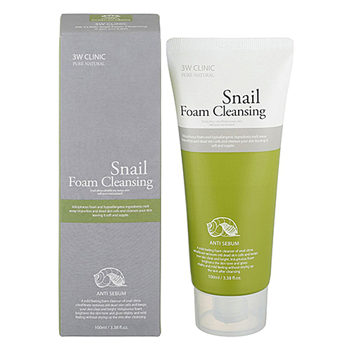 Пенка для умывания с улиточным муцином Snail Foam Cleansing 3W CLINIC 100 мл