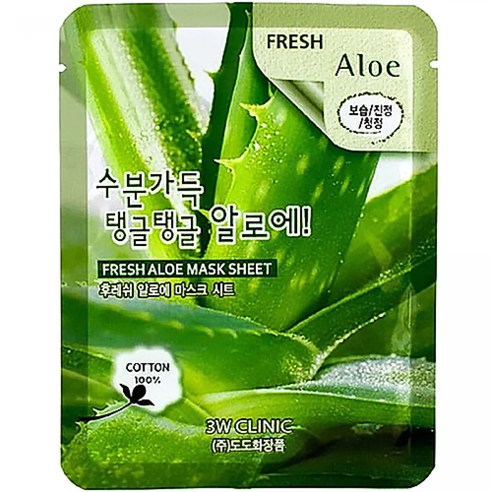 3W Clinic Маска для лица тканевая с алоэ - Fresh aloe mask sheet, 23мл