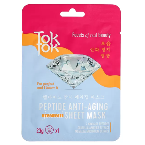 TokTok Маска тканевая для лица с пептидами - Peptide anti-aging facial sheet mask, 23мл