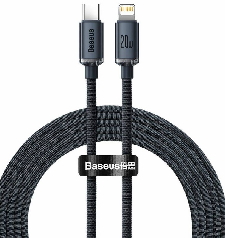 Дата-кабель Baseus Crystal Shine Series Fast Charging Data Cable Type-C - Lightning 20W (CAJY000301) 2.0м Черный