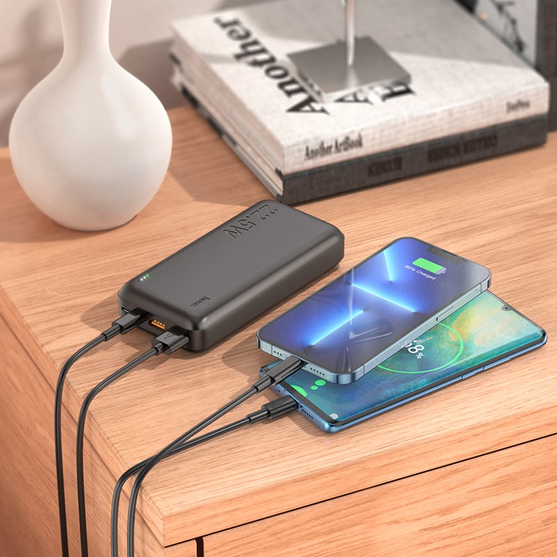 Аккумулятор внешний универсальный Hoco J101А 20000 mAh Astute PD22.5W+QC3.0 power bank (2USB:5V-4.5A/ Type-C: 5V-2.4A) Черный