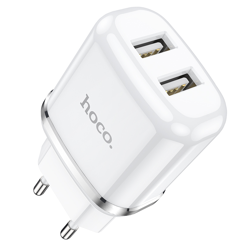 Адаптер питания Hoco N4 Aspiring dual port charger Apple&Android (2USB: 5V max 2.4A) Белый