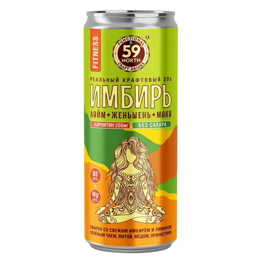 Имбирный эль "Лайм + женьшень + мака" Seeds 330 г