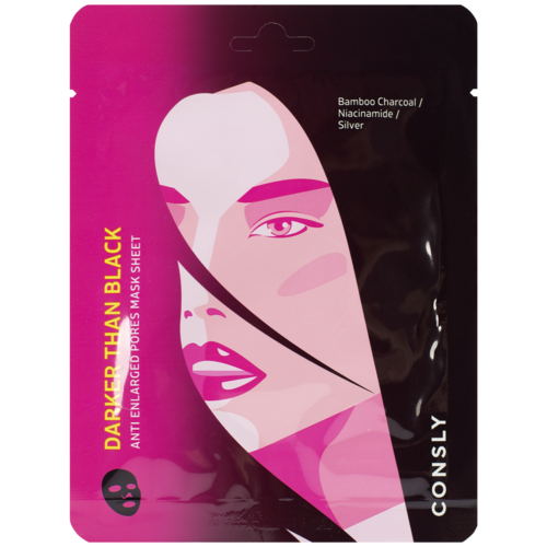 Consly Маска тканевая против расширенных пор - Darker than black anti enlarged pores mask sheet,25мл