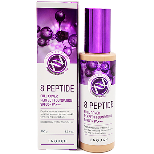 ENOUGH 8 Peptide Full Cover Perfect Foundation SPF50+ PA+++ #21 Тональный крем с пептидами