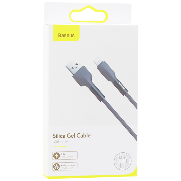 USB дата-кабель Baseus Silica Gel cable for Lightning 2.4А (CALGJ-01) (1.0 м) Черный