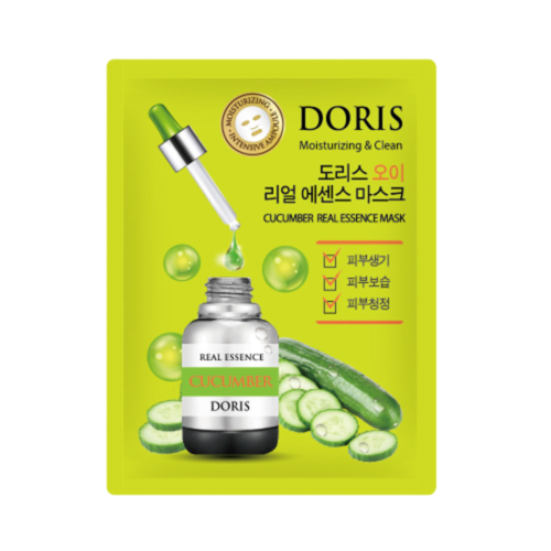 Тканевая маска для лица "Огурец" - Cucumber real essence mask Doris 25мл