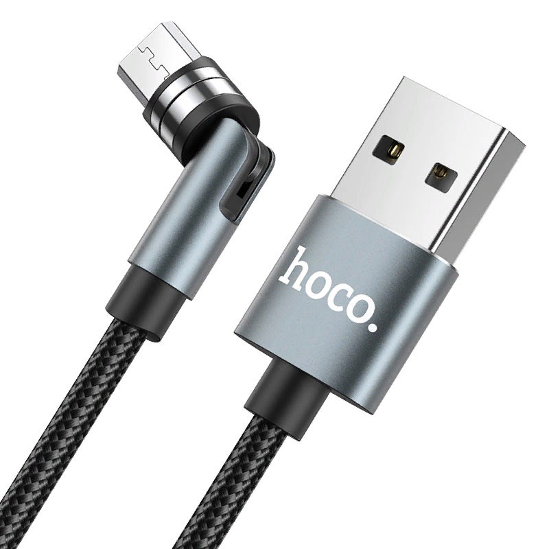 USB дата-кабель Hoco U94 Universal Magnetic + Rotating charging data cable for MicroUSB (1.2м) (2.4A) Черный