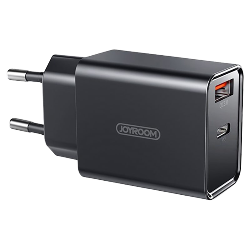 Адаптер питания Joyroom L-QP183 Simple Series PD+QC 3.0 Dual Ports Intelligent Travel Charger (USB: 5V max 3.0A/18Вт) Черный