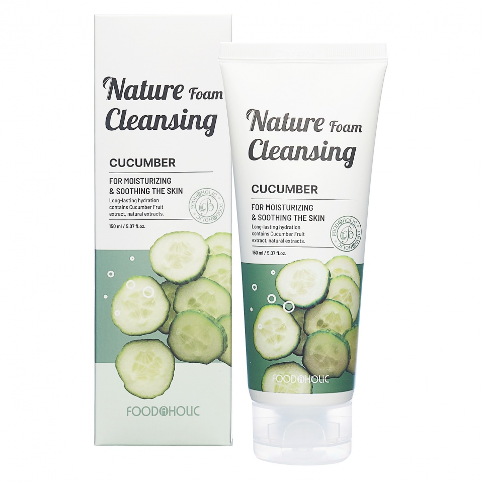 FOODAHOLIC NATURE FOAM CLEANSING #CUCUMBER Увлажняющая пенка для умывания с экстрактом огурца