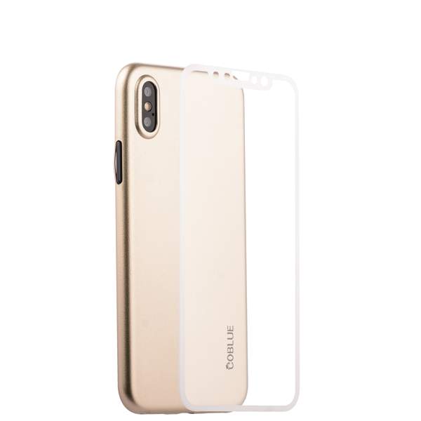 Чехол-накладка супертонкая Coblue Slim Series PP Case & Glass (2в1) для iPhone XS/ X (5.8") Золотистый